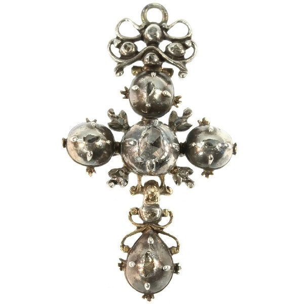 Antique cross pendant knot diamonds French regional Normandy